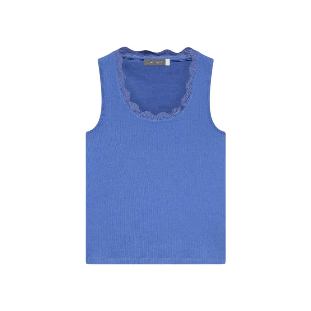 Mint Velvet Blue Scallop Trim Vest Top